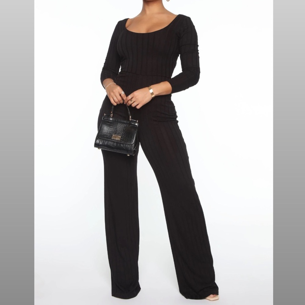 NWT Fashionova “Stayed Friends” Ribbed Jumpsuit - Black - Size S